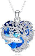 wholesale 925 Sterling Silver Tree of Life Blue Crystal Airplane Pendant Necklace-0-0