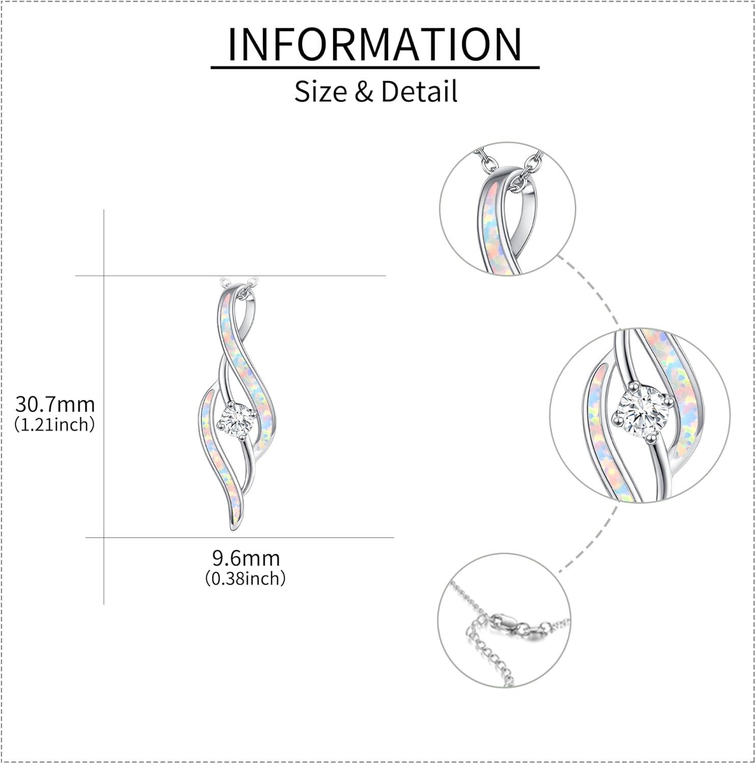 wholesale 925 Sterling Silver Opal Inlay Infinity Pendant Necklace for Women-0-4