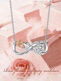 wholesale 925 Sterling Silver & 925 Sterling Silver Rose Gold Infinity Rose Necklace with 1ct Moissanite Diamond-0-4