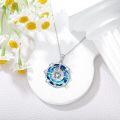 wholesale 925 Sterling Silver Blue Opal Compass Necklace w/ Rose Flower & Sun/Moon-Star Pendants - Crystals Gemstone s for Her-0-2