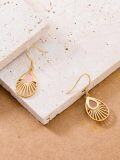 wholesale 925 Sterling Silver Plated Gold Rose Quartz Teardrop Bohemian Drop Earrings-0-5