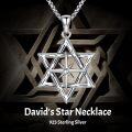 wholesale 925 Sterling Silver Star of David Compass Pendant Necklace -0-2