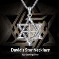 wholesale 925 Sterling Silver Six Pointed Star Compass Cz Pendant Necklace For Women-0-2