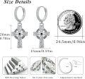 wholesale 925 Sterling Silver Celtic Cross Drop Earring Set with Black Stone and White CZs - Irish Style Jewellery Gift for Her Him-0-5