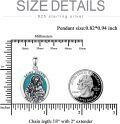 wholesale 925 Sterling Silver Round Genuine Turquoise Saint Joseph Pray For Us Pendant Necklace with 48cm Chain for Women and Men-0-4