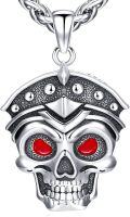 wholesale 925 Sterling Silver Red Eye Skull Pendant Gothic Punk Biker Necklace Halloween s for Men & Women-0-0