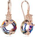 wholesale 925 Sterling Silver Rose Gold Plated Austrian Crystal Volcano Rose Earrings for Women-0-0