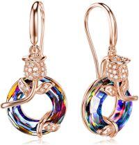 wholesale 925 Sterling Silver Rose Gold Plated Austrian Crystal Volcano Rose Earrings for Women-A-Volcano Rose