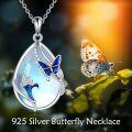 wholesale 925 Sterling Silver Blue Opal Butterfly Pendant Necklace for Women-0-1