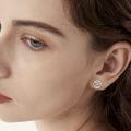 wholesale 925 Sterling Silver Tree Of Life Green Enamel White Gold Plated Cz Stud Earrings-0-4