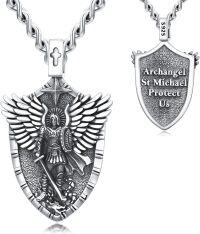 wholesale 925 Sterling Silver Archangel St Michael Protect Us Shield Pendant Necklace for Men & Women-A-St Michael Necklace Shield Charm D