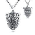 wholesale 925 Sterling Silver Saint Michael Archangel Shield Pendant Necklace For Men-0-0