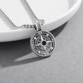 wholesale 925 Sterling Silver  Black Cubic Zirconia Compass Pendant Necklace -0-1