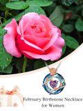 TOUPOP Sterling Silver Blue Crystal Birthstone Flower Pendant Necklace-0-1