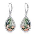wholesale 925 Sterling Silver Green Moss Agate Mermaid Teardrop Dangle Earrings for Women -0-0