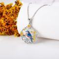wholesale 925 Sterling Silver Bluebird Flower Circle Pendant Necklace for Women Gifts-0-1