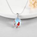 wholesale 925 Sterling Silver Teardrop Moonstone Red Cardinal Bird Pendant Necklace Gifts for Women-0-3