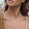 wholesale 925 Sterling Silver Sunflower Heart Pendant Necklace Two Tone You Are My Sunshine Crystal-0-5