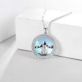wholesale 925 Sterling Silver Polar Bear Mother Cub Mountain Pendant Necklace Platinum Plated-0-4