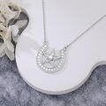 wholesale 925 Sterling Silver Horse Shoe Star Pendant Necklace with Cubic Zirconia Luck Charm s for Women-0-1