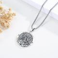 wholesale Copper Oxidized Saint Michael Archangel Round Medal Pendant Necklace-0-1