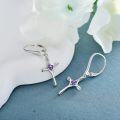 wholesale TOUPOP Birthstone Cross Earrings 925 Sterling Silver Infinity Cross Dangle Drop Earrings Fine Jewelry Birthday Christmas Gifts For Women Her Girlfriend -0-3