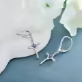 TOUPOP Sterling Silver Birthstone Infinity Cross Dangle Drop Earrings-0-3