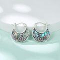 wholesale 925 Sterling Silver Abalone Shell Flower Round Hoop Earrings for Women-0-3