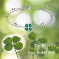 wholesale 925 Sterling Silver Green Four Leaf Clover Charm Bracelet-0-2
