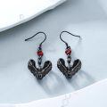wholesale 925 Sterling Silver Gun Black Phoenix Red Rose Enamel Drop Earrings-0-2