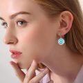 wholesale 925 Sterling Silver Turquoise Spiral Drop Earrings White Gold Plated-0-5