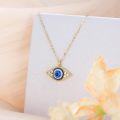 wholesale 14K Gold Blue Evil Eye CZ Pendant Necklace for Women-0-1