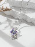 wholesale 925 Sterling Silver Purple Galaxy Butterfly Pendant Necklace for Women-0-1