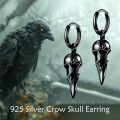 wholesale 925 Sterling Silver Gothic Raven Skull Black Gold Plated Drop Earrings-0-5