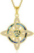 wholesale 925 Sterling Silver Celtic Triquetra Pendant with Abalone Shell and Cubic Zirconia Necklaces Protection s for Women-0-0
