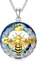 wholesale TOUPOP Bee Necklace For Women Sterling Silver Gold Plated Bee With Crown Pendant Necklace With Crystal Anniversary Birthday Christmas Jewelry Gifts For Mom Wife Girlfriend Sister Friend -0-0