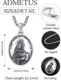 wholesale 925 Sterling Silver Oval St Vincent Protectus Pendant Necklace w/ Cross & 24+2 Extender Chain-0-1