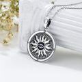 wholesale 925 Sterling Silver Evil Eye Compass Pendant Necklace with Blue Stone and Chain for Women Men  45cm Length-0-4