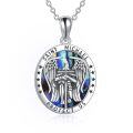 wholesale 925 Sterling Silver Saint Michael Abalone Shell Angel Wings Pendant Necklace-0-0