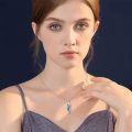 wholesale 925 Sterling Silver Blue Opal Starfish Pendant Necklace for Women Girls-0-2
