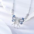 wholesale 925 Sterling Silver Blue & White Crystal Butterfly Pendant Necklace with Extender Chain Gift Set-0-1