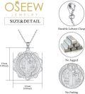 wholesale 925 Sterling Silver Saint Benedict Medal Pendant Necklace with 24+2 Extender Chain Gift for Women Men Boys Girls-0-3