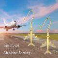 wholesale 14K Gold Airplane Dangle Earrings with Cubic Zirconia for Women-0-4
