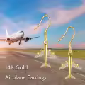 wholesale 14K Gold Airplane Dangle Earrings with Cubic Zirconia for Women-0-4