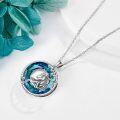 wholesale 925 Sterling Silver Blue Crystal Unicorn Pendant Necklace for Women-0-3