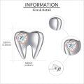 wholesale 925 Sterling Silver Heart-Shaped Cubic Zirconia Teeth Stud Earrings - Dental Jewelry for Women and Girls-0-4