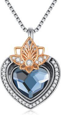 wholesale 925 Sterling Silver Blue Austrian Crystal Lotus Heart Pendant Cremation Jewelry Urn Necklace for Ashes Keepsake Memorial Gifts 48 Chain-04_Lotus Flower Urn Necklace