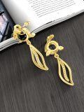 wholesale Gold 925 Sterling Silver Black Stone Leaf Design Dangle Earrings for Women-0-3
