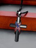 wholesale Gold 925 Sterling Silver American Flag Cross Pendant Necklace  for Men & Women - Protection Amulet Religious Gift w/ 24 Rolo Chain (Gift Included)-0-10