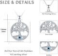 wholesale 925 Sterling Silver Evil Eye Tree of Life Pendant Necklace with Blue CZ Stones - Celtic s for Women-0-1
